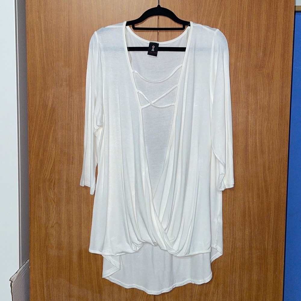 Lilian Hi-Lo Blouse - White - Size 3X - Picture 2 of 10